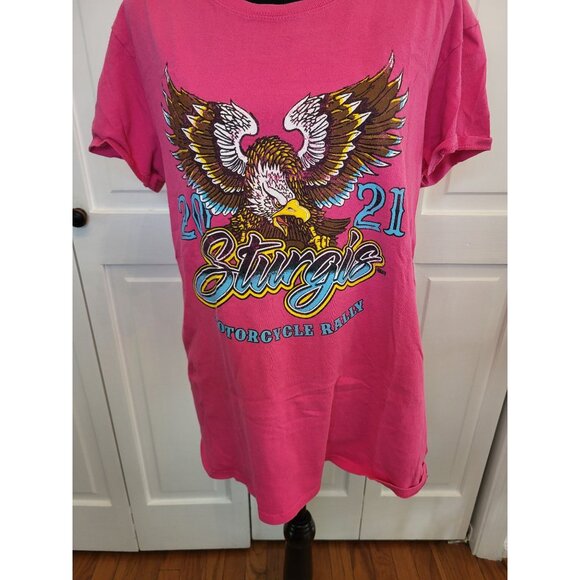 Pink Eagle Print Sturgis 2021 Motorcycle Rally L Biker Graphic Casual Streetwear - Picture 1 of 5